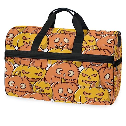 Kürbis Süße Grimasse Halloween Sporttasche Badetasche mit Schuhfach Reisetaschen Handtasche für Reisen Frauen Mädchen Männer von KAAVIYO