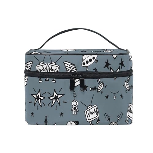 Kunst-Hip-Hop-Schädel-Cartoon Kosmetiktasche Organizer Reißverschluss Make up Taschen Kulturbeutel Waschtasche für Damen Mädchen Frauen von KAAVIYO