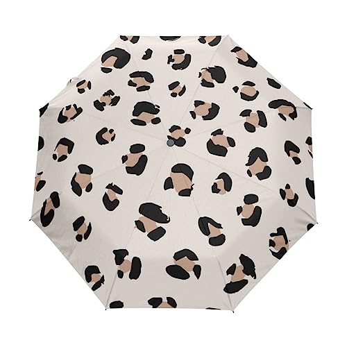 KAAVIYO Leopardenmuster Regenschirm, Automatik Schirm, Winddicht, UV-Schutz, Reise Schirm für Erwachsene von KAAVIYO