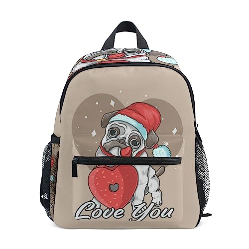 Liebe Mops Süßer Hund Kleinkind Rucksack Kinder Leichtgewicht Büchertasche Vorschule Schülerrucksack für 2-7 Jahre die Reise Mädchen Jungs von KAAVIYO