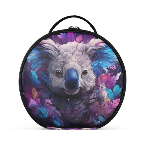 Lila Abstrakte Kunst Koala Reißverschluss Kulturbeutel Rund Kosmetiktasche Kreativ Make up Taschen mit Verstellbaren Trennern für Mädchen von KAAVIYO