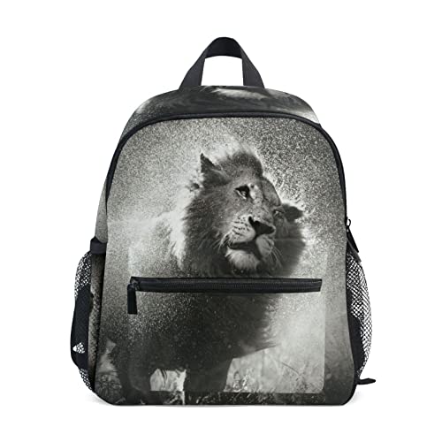 Löwe Tier Schwarz Weiß Kleinkind Rucksack Kinder Leichtgewicht Büchertasche Vorschule Schülerrucksack für 2-7 Jahre die Reise Mädchen Jungs von KAAVIYO