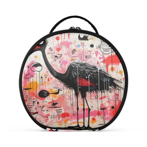 Majestätische Straußenkraken Reißverschluss Kulturbeutel Rund Kosmetiktasche Kreativ Make up Taschen mit Verstellbaren Trennern für Mädchen von KAAVIYO