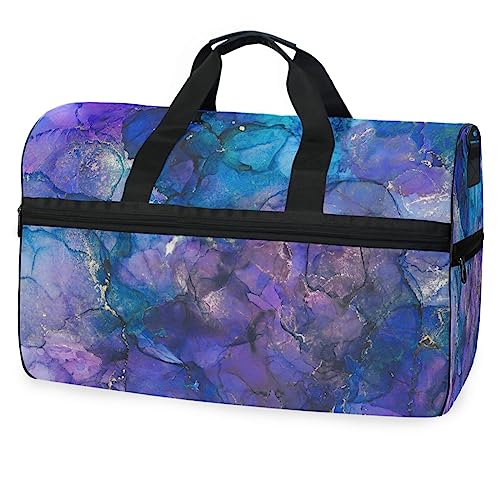 Marmorlila Farbmischung Sporttasche Badetasche mit Schuhfach Reisetaschen Handtasche für Reisen Frauen Mädchen Männer von KAAVIYO