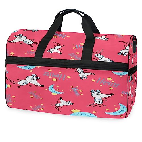 Maus Mond Cartoon Rot Sporttasche Badetasche mit Schuhfach Reisetaschen Handtasche für Reisen Frauen Mädchen Männer von KAAVIYO