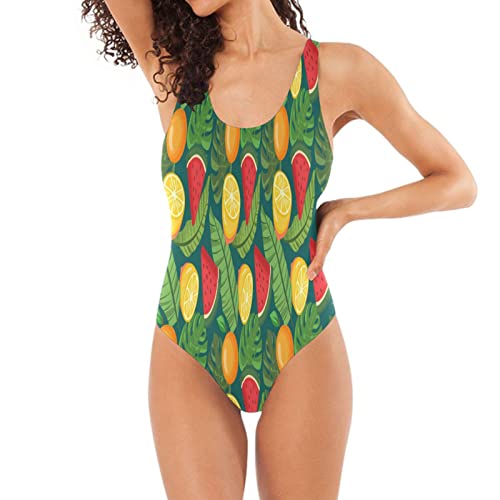 Obst Wassermelone Zitrone Cartoon Badeanzug Damen Badeanzüge Einteilier Bademode Sportlich Schwimmanzug Monokini für Mädchen von KAAVIYO