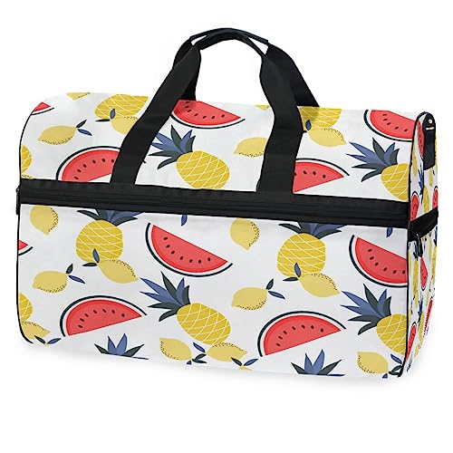 Obst Wassermelone Zitrone Sporttasche Badetasche mit Schuhfach Reisetaschen Handtasche für Reisen Frauen Mädchen Männer von KAAVIYO