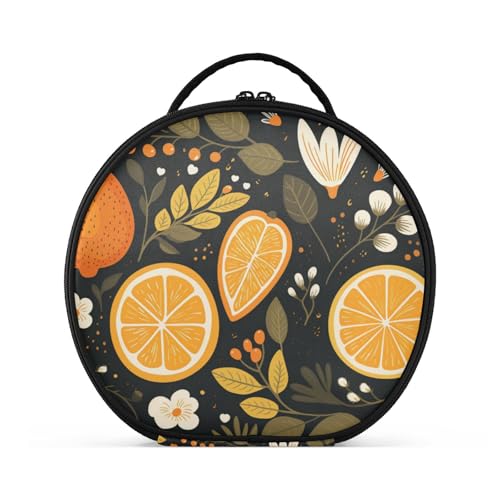 Obstmuster Kunst Reißverschluss Kulturbeutel Rund Kosmetiktasche Kreativ Make up Taschen mit Verstellbaren Trennern für Mädchen von KAAVIYO