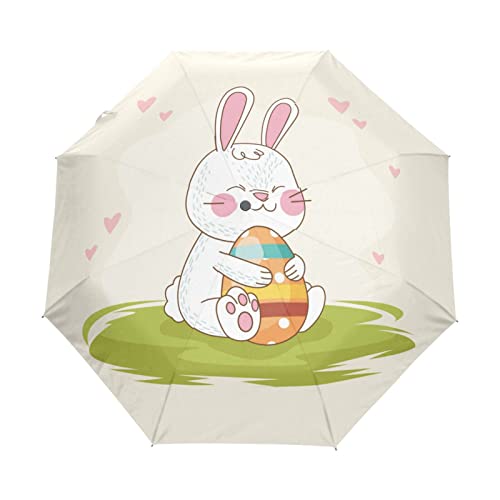 Osterei Süßer Hase Regenschirm Automatik Auf-Zu Taschenschirm Umbrella Kompakt Schirme für Jungen Mädchen Strand Frauen von KAAVIYO