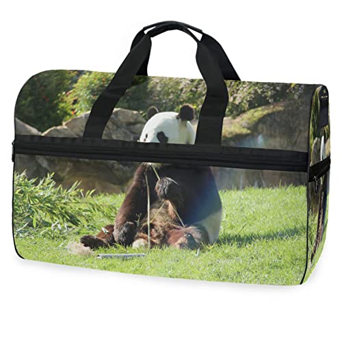 Panda Bilder Bambus Tiere Sporttasche Badetasche mit Schuhfach Reisetaschen Handtasche für Reisen Frauen Mädchen Männer von KAAVIYO