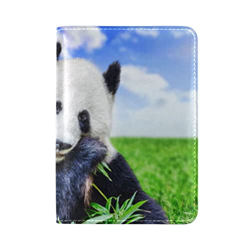 Panda Pflanze Himmel Niedlich Reisepass Reisepasshülle Ausweis Hülle Echtes Leder Hülle Schutzhülle für Reisen Männer Frauen von KAAVIYO