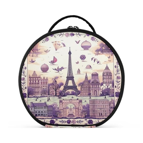 Paris Gekritzel Abstrakte Kunst Reißverschluss Kulturbeutel Rund Kosmetiktasche Kreativ Make up Taschen mit Verstellbaren Trennern für Mädchen von KAAVIYO