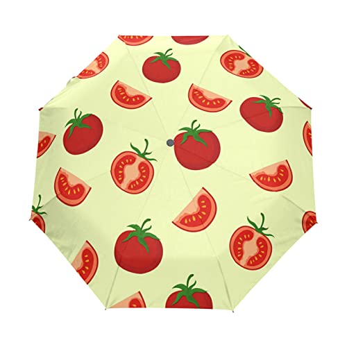 Rote Süße Tomate Regenschirm Automatik Auf-Zu Taschenschirm Umbrella Kompakt Schirme für Jungen Mädchen Strand Frauen von KAAVIYO
