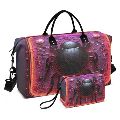 Rotes Abstraktes Horoskop Kunst Sporttasche Handtasche mit Make-up Aufbewahrungstasche Badetasche für Reisen Mädchen Männer von KAAVIYO