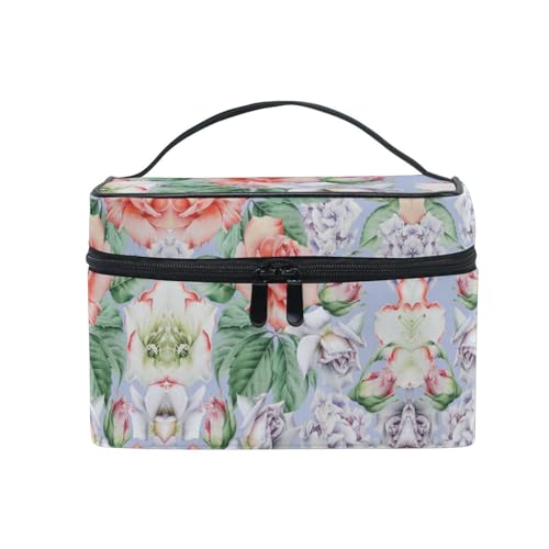 Schädel Schwarzes Tätowierungsskelett Kosmetiktasche Organizer Reißverschluss Make up Taschen Kulturbeutel Waschtasche für Damen Mädchen Frauen von KAAVIYO