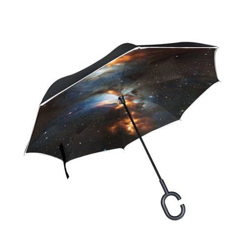 Schwarzraumuniversum Invertierter Regenschirm UV-Schutz Winddichter Umbrella Invertiert Schirm Kompakt Umkehren Schirme für Auto Jungen Mädchen Reise Strand Frauen von KAAVIYO
