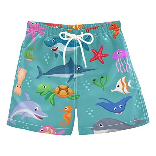 Set Cartoon Meerestiere Badehose für Jungen Badeshorts Sporthose Schnell Trocknende Hose für Strand Kinder von KAAVIYO