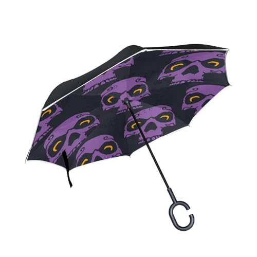Skeleton Pooky Sugar Skull Invertierter Regenschirm UV-Schutz Winddichter Umbrella Invertiert Schirm Kompakt Umkehren Schirme für Auto Jungen Mädchen Reise Strand Frauen von KAAVIYO