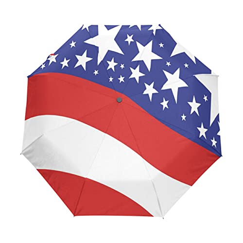 Stern Rot Weiße Flagge Regenschirm Automatik Auf-Zu Taschenschirm Umbrella Kompakt Schirme für Jungen Mädchen Strand Frauen von KAAVIYO