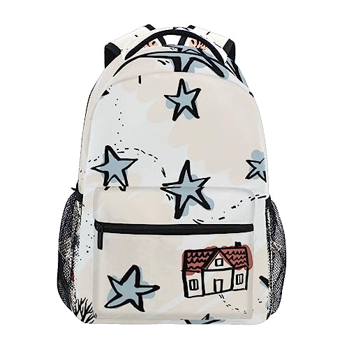 Sterne Kinderhaus Cartoon Schulter Student Rucksacks Bookbags Kinderrucksack Büchertasche Rucksäcke für Teen Mädchen Jungs von KAAVIYO