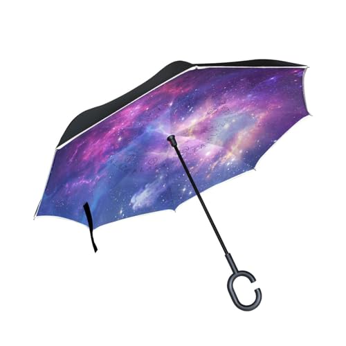 Sternenhimmel Universum Kunst Invertierter Regenschirm UV-Schutz Winddichter Umbrella Invertiert Schirm Kompakt Umkehren Schirme für Auto Jungen Mädchen Reise Strand Frauen von KAAVIYO