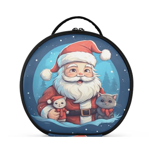 Süße Weihnachtsmann-Kunst Reißverschluss Kulturbeutel Rund Kosmetiktasche Kreativ Make up Taschen mit Verstellbaren Trennern für Mädchen von KAAVIYO