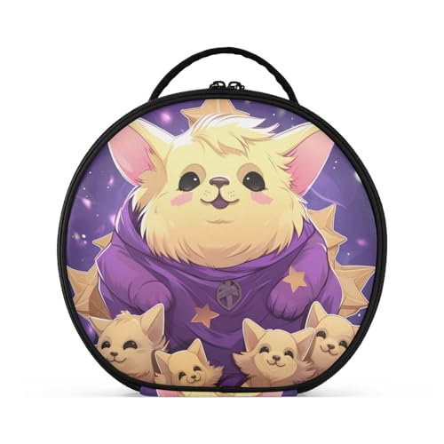 Süßer Gelber Gekritzel-Koala Reißverschluss Kulturbeutel Rund Kosmetiktasche Kreativ Make up Taschen mit Verstellbaren Trennern für Mädchen von KAAVIYO