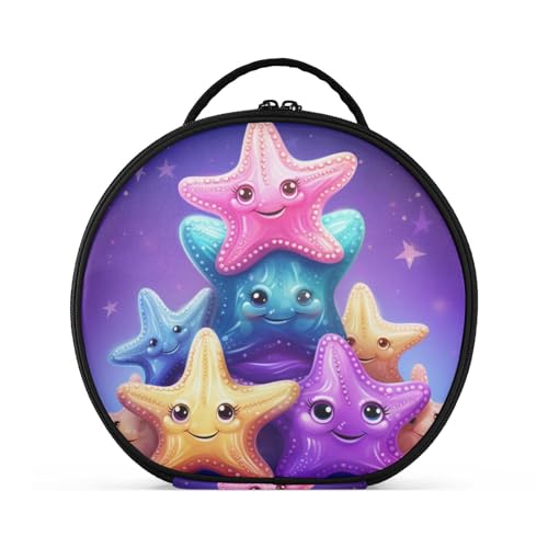 Süßer Seestern Im Doodle-Stil Reißverschluss Kulturbeutel Rund Kosmetiktasche Kreativ Make up Taschen mit Verstellbaren Trennern für Mädchen von KAAVIYO