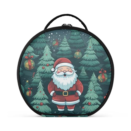 Süßer Weihnachtsmann Reißverschluss Kulturbeutel Rund Kosmetiktasche Kreativ Make up Taschen mit Verstellbaren Trennern für Mädchen von KAAVIYO