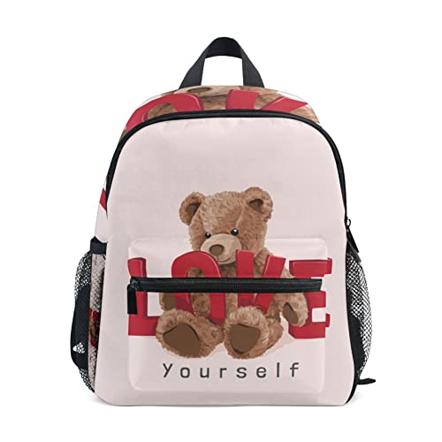 Süßes Bärenliebestier Kleinkind Rucksack Kinder Leichtgewicht Büchertasche Vorschule Schülerrucksack für 2-7 Jahre die Reise Mädchen Jungs von KAAVIYO