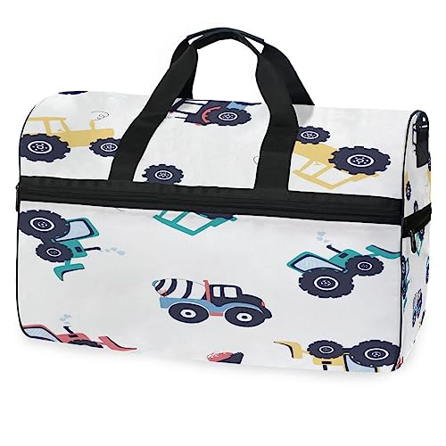 Verkehr Transport Auto Cartoon Sporttasche Badetasche mit Schuhfach Reisetaschen Handtasche für Reisen Frauen Mädchen Männer von KAAVIYO