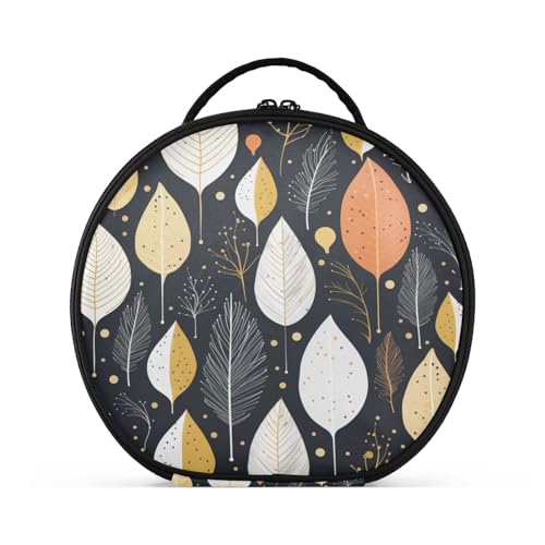 Verlassen Kunst Sich Wiederholendes Muster Reißverschluss Kulturbeutel Rund Kosmetiktasche Kreativ Make up Taschen mit Verstellbaren Trennern für Mädchen von KAAVIYO