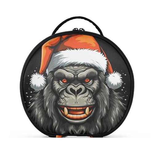 Weihnachten Cooler Affe Reißverschluss Kulturbeutel Rund Kosmetiktasche Kreativ Make up Taschen mit Verstellbaren Trennern für Mädchen von KAAVIYO