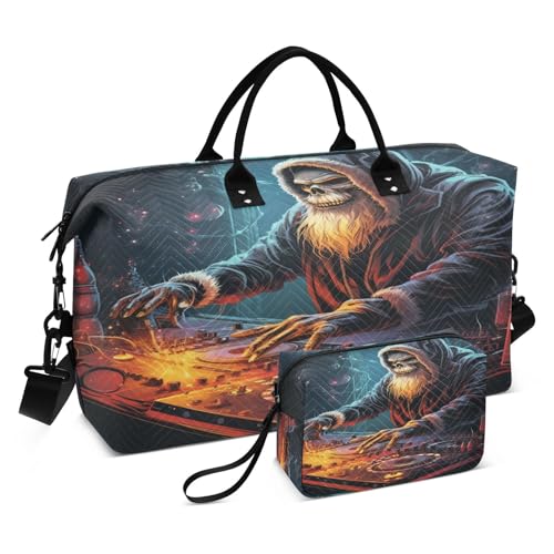 Weihnachts-Cartoon-Dämon Santa Sporttasche Handtasche mit Make-up Aufbewahrungstasche Badetasche für Reisen Mädchen Männer von KAAVIYO