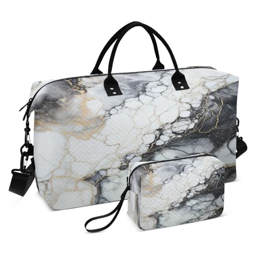 Weißer Marmor Sporttasche Handtasche mit Make-up Aufbewahrungstasche Badetasche für Reisen Mädchen Männer von KAAVIYO