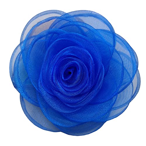 KABELIF Damen Blume Haarspange, Blume Haarklammer, Blume Haarclip Haarschmuck, Rose Broschen Ansteckblume, Blume Corsage für Hochzeit Bankett Party (Königsblau) von KABELIF