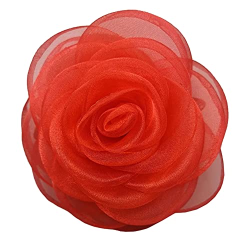 KABELIF Damen Blume Haarspange, Blume Haarklammer, Blume Haarclip Haarschmuck, Rose Broschen Ansteckblume, Blume Corsage für Hochzeit Bankett Party (Rot) von KABELIF