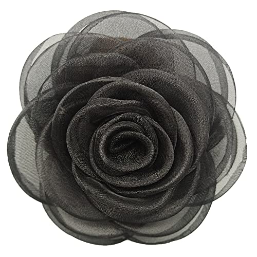 KABELIF Damen Blume Haarspange, Blume Haarklammer, Blume Haarclip Haarschmuck, Rose Broschen Ansteckblume, Blume Corsage für Hochzeit Bankett Party (Schwarz) von KABELIF