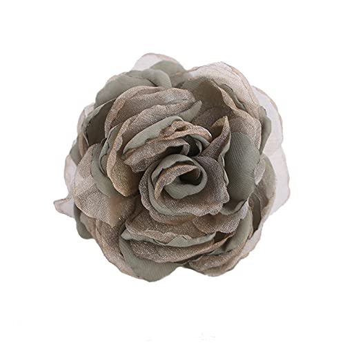 KABELIF Damen Rose Blume Brosche,Blume Ansteckblume, Blume Haarspange, Haarclip Blume, Rosen Haarnadeln Haarblume Haarblüte Haarschmuck 8CM(Grün) von KABELIF