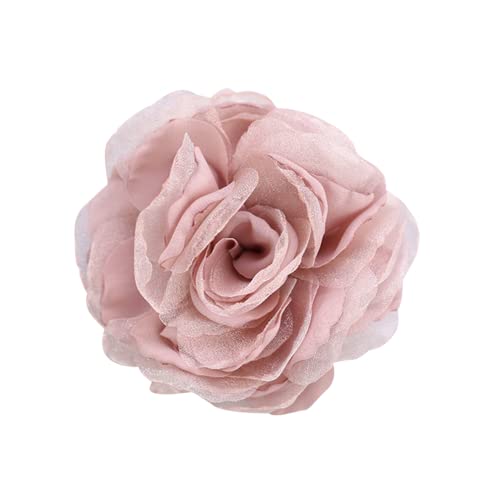 KABELIF Damen Rose Blume Brosche,Blume Ansteckblume, Blume Haarspange, Haarclip Blume, Rosen Haarnadeln Haarblume Haarblüte Haarschmuck 8CM (Pink) von KABELIF