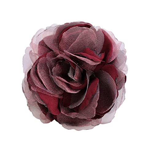 KABELIF Damen Rose Blume Brosche,Blume Ansteckblume, Blume Haarspange, Haarclip Blume, Rosen Haarnadeln Haarblume Haarblüte Haarschmuck 8CM(Weinrot) von KABELIF