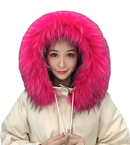 KABELIF Damen Winter Schal Kunstfell Pelzkragen Wärm Kunstpelz Pelzschal Fellkragen Fauxpelzkragen für Wintermantel Jacke Kapuze 80cm (Pink B) von KABELIF