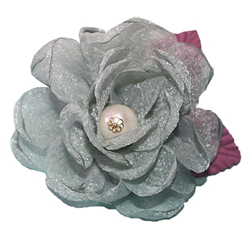 KABELIF Süß Damen Blume Brosche mit Perlen, Blume Ansteckblume, Blume Haarspange, Haarclip Blume, Blumen Haarnadeln Haarblume Haarblüte Haarschmuck (Grün) von KABELIF