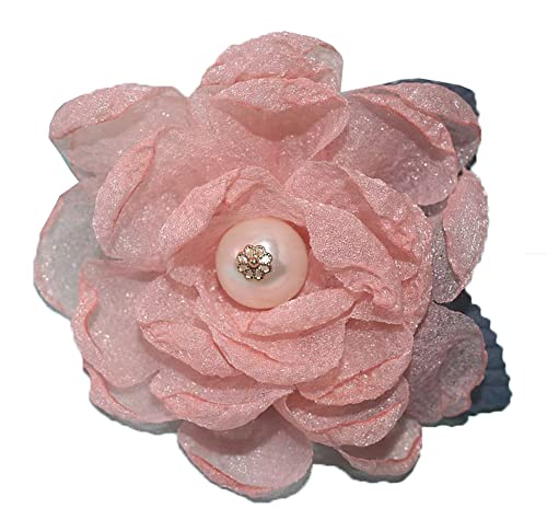 KABELIF Süß Damen Blume Brosche mit Perlen, Blume Ansteckblume, Blume Haarspange, Haarclip Blume, Blumen Haarnadeln Haarblume Haarblüte Haarschmuck (Pink) von KABELIF