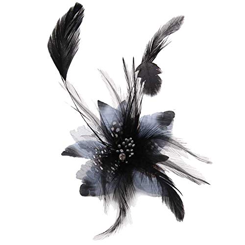 KABELIFE Blume Haarspangen mit Federn Haarschmuck Blume Brosche für Frauen Fest Party Hochzeit (Grau) von Kabelife