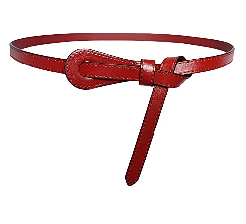 KABELIFE Damen Ledergürtel Schmaler Gürtel Taillengürtel Kleidgürtel Hüftgürtel Jeans Kleid Belt Gürtel (Rot) von KABELIFE