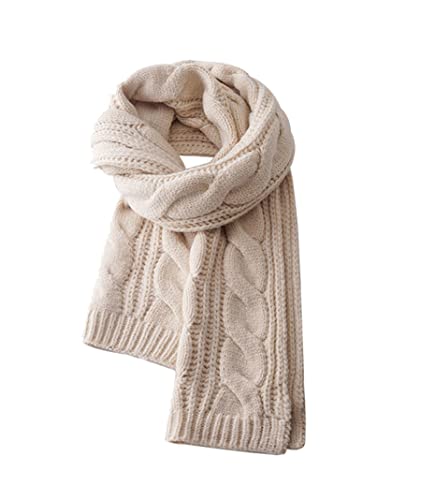 Kabelife Damen Schal Herbst Winter Strickschal Schlauchschal Winterschal Grobstrick Mädchen Twist Schal Lang 30 * 160 CM (Beige) von Kabelife