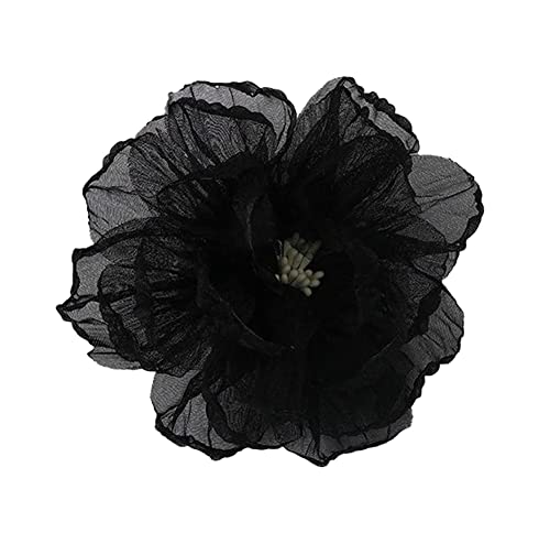 KABELIFE Elegante Damen Accessoires Blumen Haarklammer Haarblume Haarspange Haarschmuck Pfingstrose Broschen Ansteckblume viele Farben (Schwarz) von KABELIFE