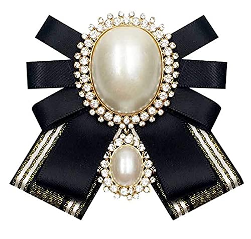 KABELIFE Schleife Brosche Damen Mädchen Schleifenbrosche Schleifen Mit Strass Schmuck Brosche Glitzer Kristalle (Gold-Schwarz) von KABELIFE