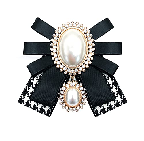 KABELIFE Schleife Brosche Damen Mädchen Schleifenbrosche Schleifen Mit Strass Schmuck Brosche Glitzer Kristalle (Schwarz-Weiß) von Kabelife